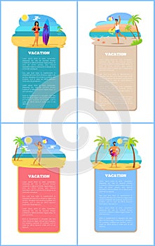 Vacation Collection of Posters Vector Illustration