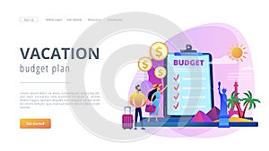 Vacation fund concept landing page.