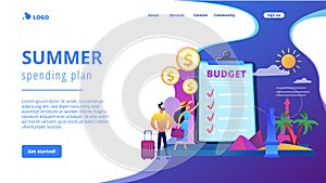 Vacation fund concept landing page.