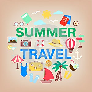 Vacation, holidays and travel concept vector collection.