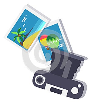 Vacation photo pictures and camera. Summer memories icon