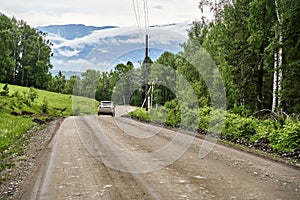 Vacation roadtrip landscape. Altai mountains. Multa region.