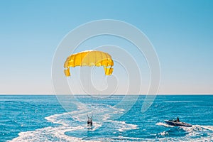 Vacation on sea resort - fun on parasailing