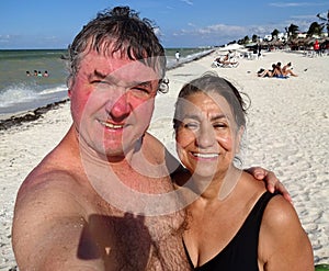 Vacation Selfie at Progreso Beach in Yucatan Mexico photo