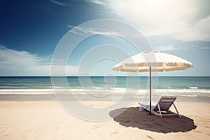 Vacation summer beach ocean . Travel promotion banner template with nice summer and spring feeling Generative AI