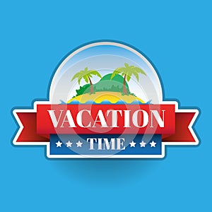 Vacation Time tropical island cartoon