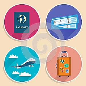 Vacation Travel Voyage Icons Set