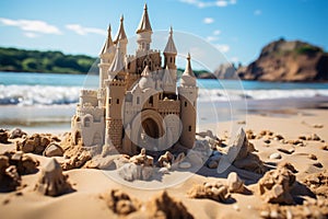 Vacation vibes Sandcastle on the seaside evokes the carefree spirit of holidays