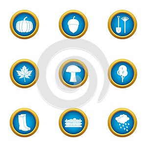 Vacationer icons set, flat style