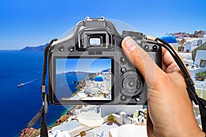 Vacations on Santorini island with the camera