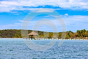 Vacations And Tourism Concept. Tropic Paradise. Jetty on Dominican Republic