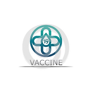 Vaccin logo medical vector antibiotic vaccination virus vaccine, design and illustration for health care