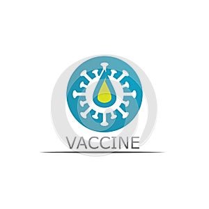 Vaccin logo medical vector antibiotic vaccination virus vaccine, design and illustration for health care