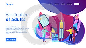 Vaccination of adults concept landing page.