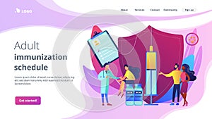 Vaccination of adults concept landing page.