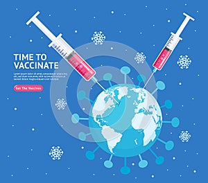 Vaccination campaign flat illustration style. Time to Vaccinate