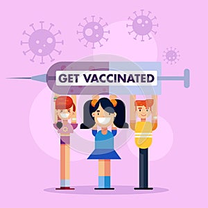 Vaccination Campaign healthcare corona virus covid-19 kids child hospital injection vaccine vector