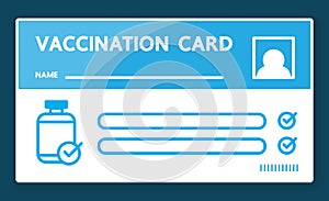 Vaccination card design on blue background.