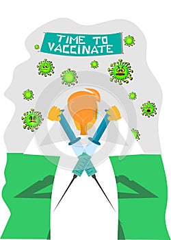 Vaccination concept design. Time to vaccinate banner. COVID-19 and flu vaccinations to protect you and your family