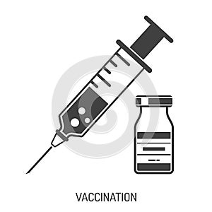 Vaccination Concept with Syringe and Vial Icon photo