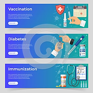 Vaccination, Diabetes, Immunization banners photo