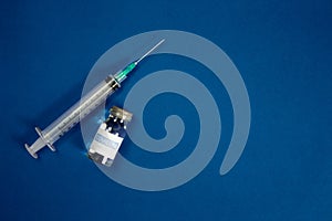 Vaccination elements with blue background.