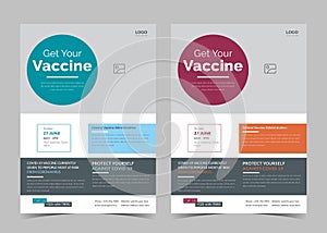 Vaccination flyer template. Vaccination clinic flyer. Vaccine leaflet template. Covid vaccination flyer