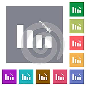 Vaccination graph square flat icons