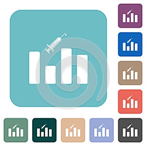Vaccination graph rounded square flat icons