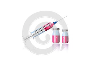 Vaccination and Health Concept. Illustration of a syringe with vial. Medical Immunization.