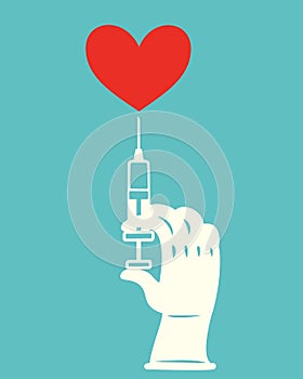 Vaccination with Love Red Heart concept design