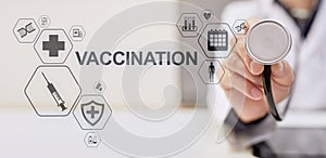 Vaccination Medical Healthcare concept of virtual screen.