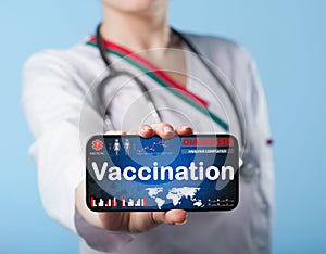 Vaccination Medical Healthcare concept of virtual screen. Modern medicine