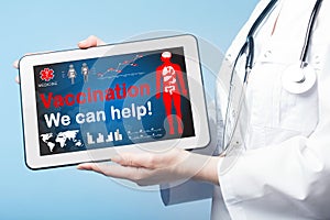 Vaccination Medical Healthcare concept of virtual screen. Modern medicine