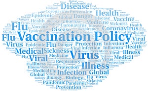 Vaccination policy word cloud on white background