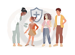 Vaccination of preteens and teens isolated concept vector illustration.