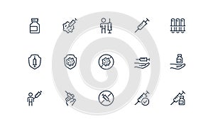 Vaccination Related Vector Icon Set