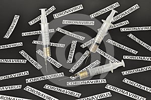 Vaccination. Syringes filled with coins