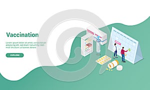 Vaccination time concept isometric for website template or landing homepage banner - vector