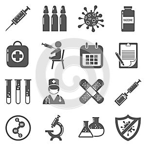 Vaccinations vector black icons set