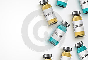 Vaccine bottle for covid-19 vector background template. Covid19 vaccine bottles photo