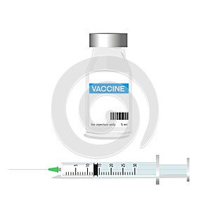 vaccine bottle and syringe for vaccination