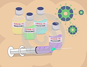 Vaccine corona tube and srynge photo