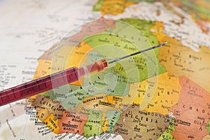 Vaccine with the map of Africa