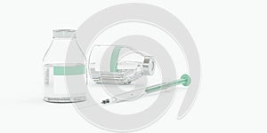 vaccine medicine vials, modern technology pharma lab modern medical background 3d render illustration