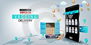 Vaccine on Mobile Application , Covid-19 vaccine Online on smartphone. Online order tracking,Delivery home and office. City