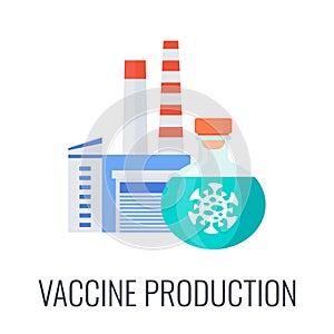 Vaccine production icon. Plants and laboratories icon.