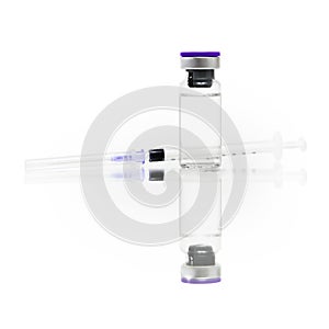 Vaccine, syringe and ampoule isolated on white background, substance used to stimulate the production of antibodies and provide