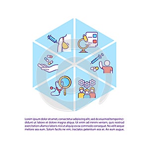 Vaccine testing process concept line icons with text