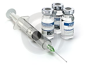 Vaccine in vial with syringe. Vaccination concept.